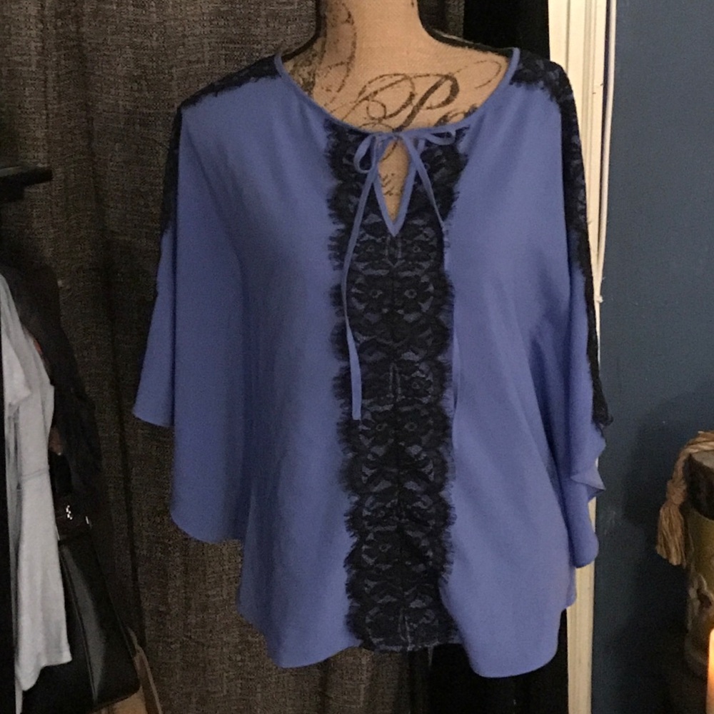 Nicole by Nicole Miller bat wing top in the blue of 2026 vintage piece